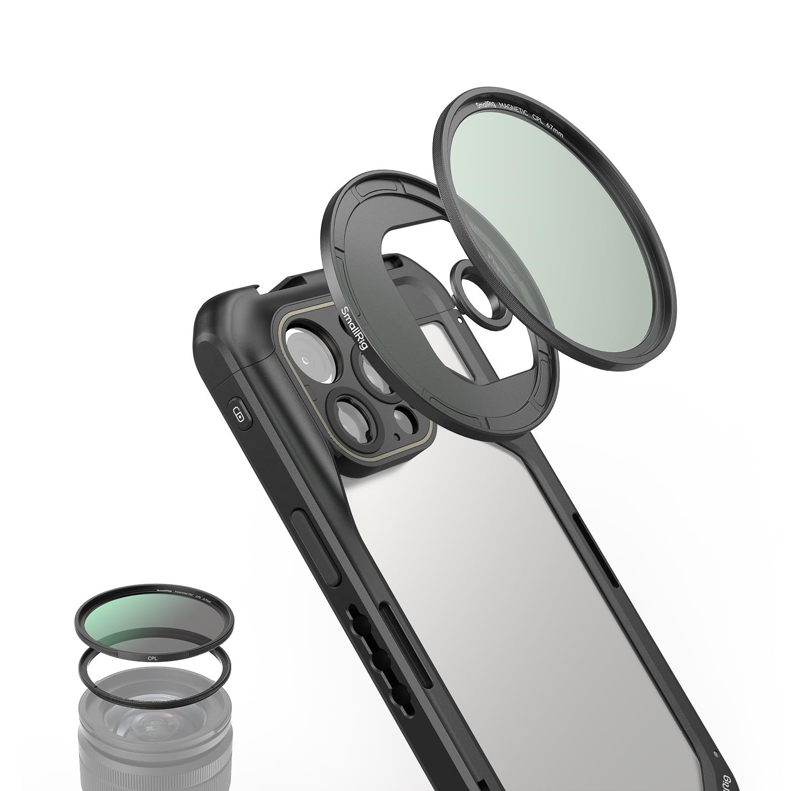 SmallRig 吸着式円偏光フィルター Tマウントフィルターアダプターリング付き 67mm 防水 耐傷性磁気 CPL フィルターキット 4728