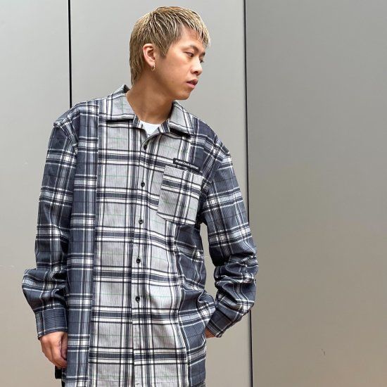 LEFLAH レフラー separated check cord. shirts (BLACK) チェックシャツ