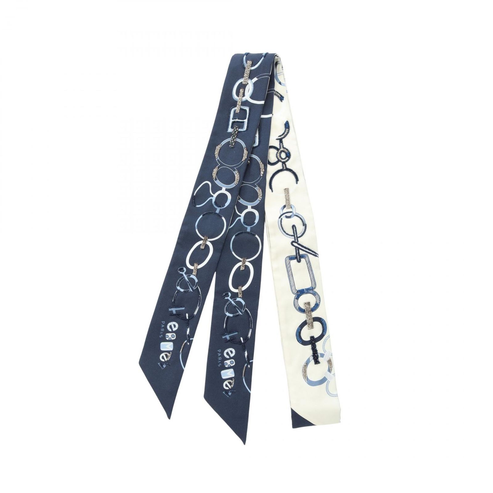 エルメス HERMES スカーフ ツイリー Do Re Boucles ネイビー