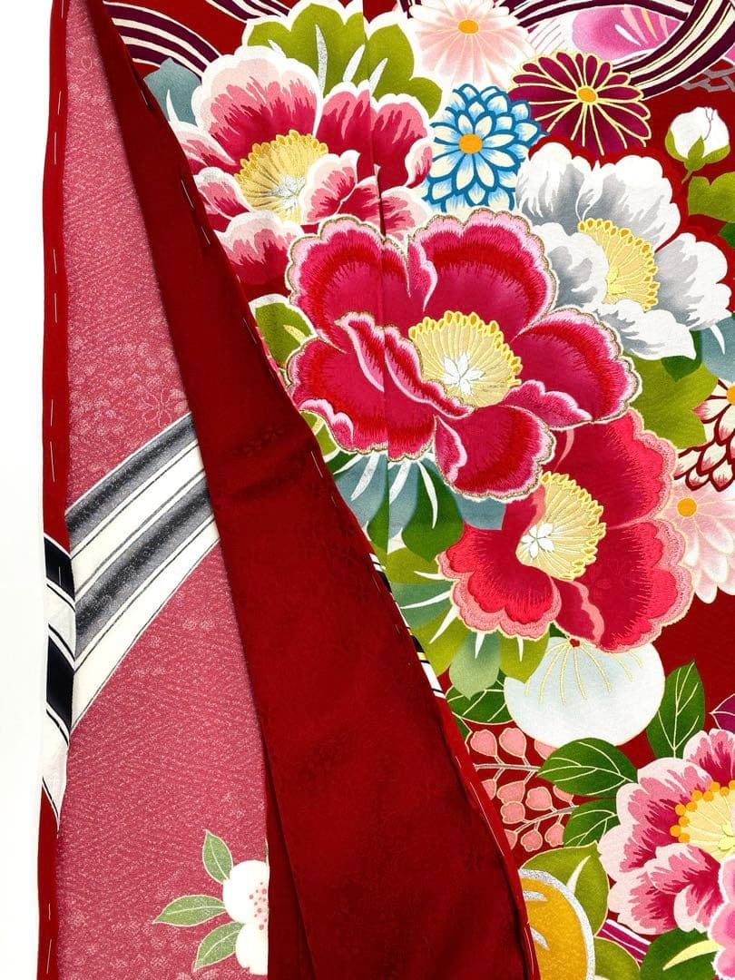 振袖 仮絵羽 金彩 銀彩 紋意匠 刺繍 舞台衣装 正絹 未仕立て品 八掛