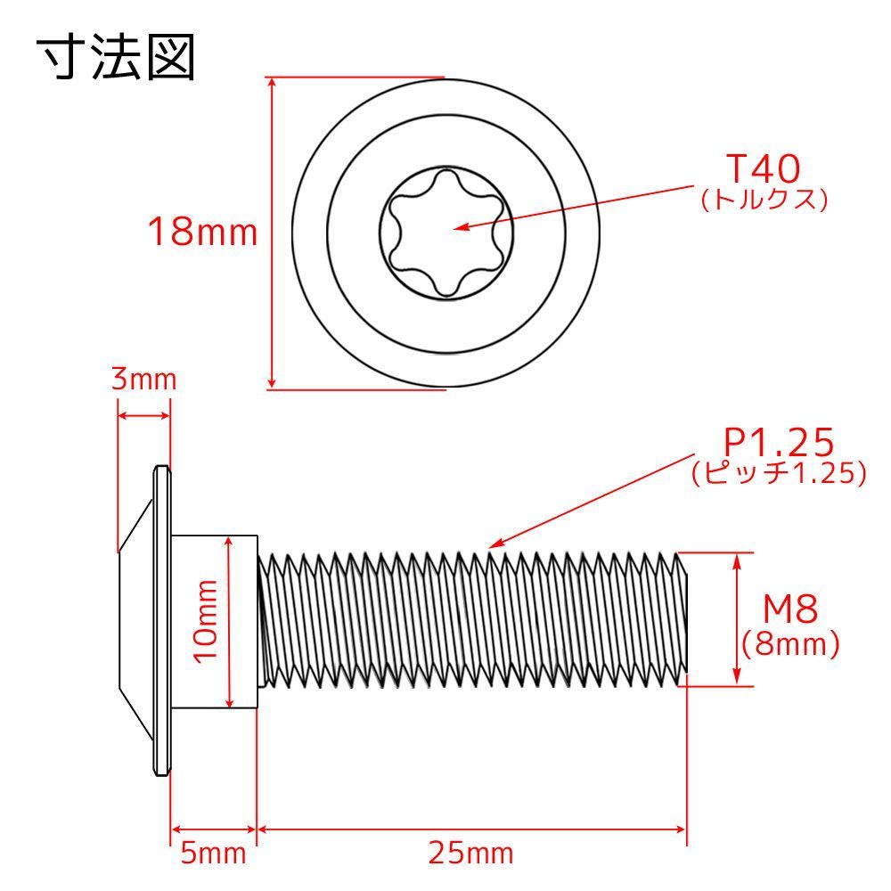 チタンボルト カワサキ ZZR1100D専用 ブレーキディスクボルト フロント用 10本セット M8×30 P1.25 焼き色 軽量化 カスタム ネジ