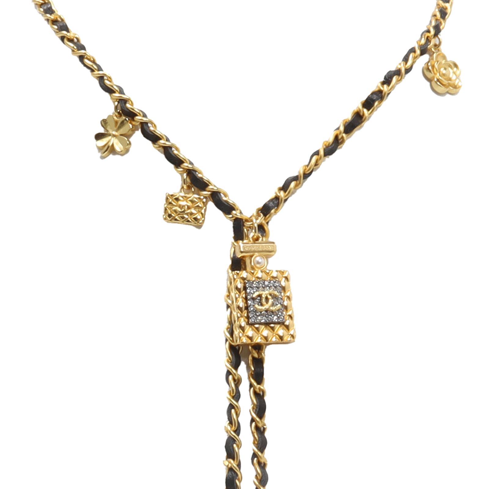 CHANEL シャネル アイコンチャーム ネックレス L20 C刻印 GP レザー 