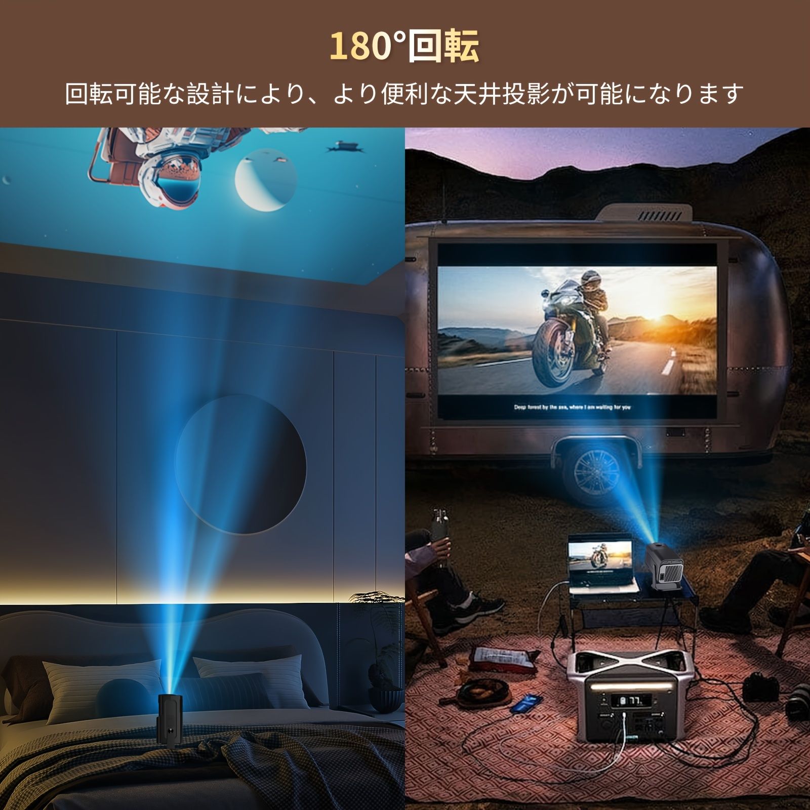 超小型&180°回転aubor プロジェクター 小型 Android TV 11.0 高 超小型&180°回転aubor プロジェクター 小型 Android TV 11.0 高