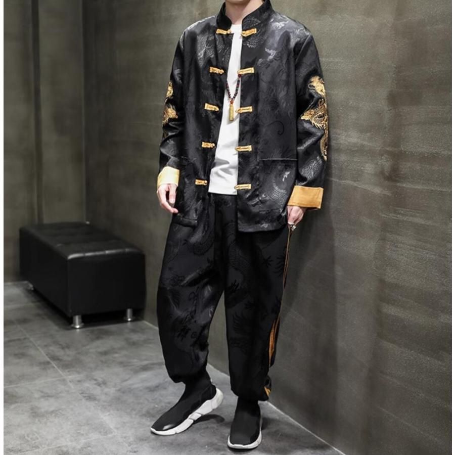 チャイナ服 普段着 メンズ 男性用 チャイナスーツ セットアップ 綿ニット スウェット上下 厚手 中華風 カジュアル 送料無料 チャイナ服 普段着 メンズ 男性用 チャイナスーツ セットアップ 綿