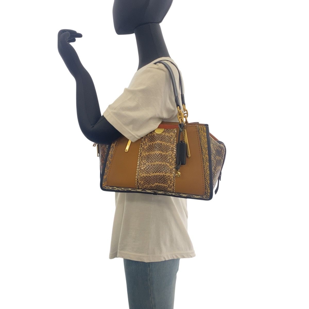 美品 COACH コーチ ブラウン マルチカラー ゴールド金具 レザー 
