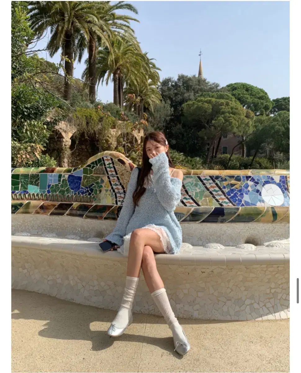 シフォンスカート スカイブルー