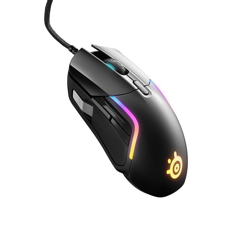 SteelSeries Rival 5 ゲーム用マウス PrismSync RGB照明と9つのプログラム なボタン - FPS MOBA MMO Battle Royale - 18 000 CPI TrueMove 空気光学センサー - ブラック