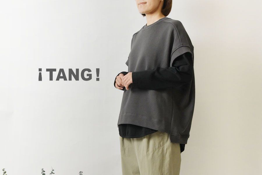 TANG タング コットン 粗計 裏毛 製品洗い ワイド プルオーバー ベスト 2325203 br レディース 秋 冬 カジュアル おしゃれ シンプルデザイン 高品質 リラックス ナチュラル