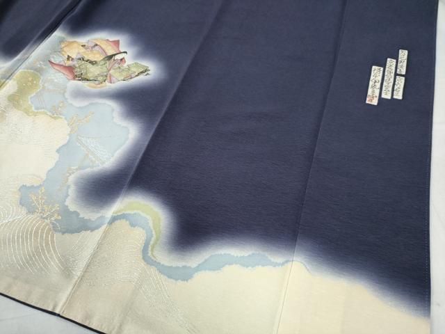 付下げ 京友禅伝統工芸士 樽本伊勢蔵 十二単の女性 積紅色 KK-1835 付下げ 京友禅伝統工芸士 樽本伊勢蔵 十二単の女性 積紅色 KK