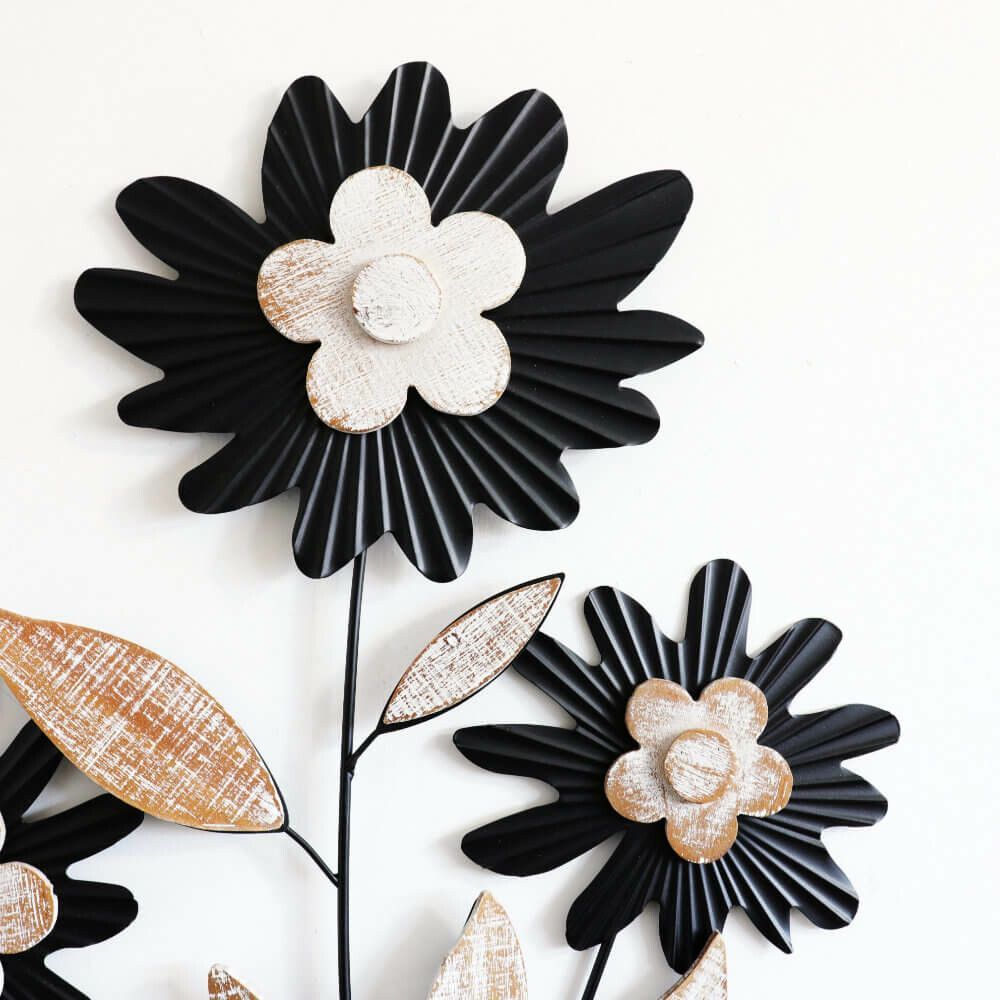 ウォールアート 壁掛け 壁飾り 花 フラワー 3個 アイアン ウォールデコ インテリア 飾り ディスプレイ 雑貨 おしゃれ かわいい