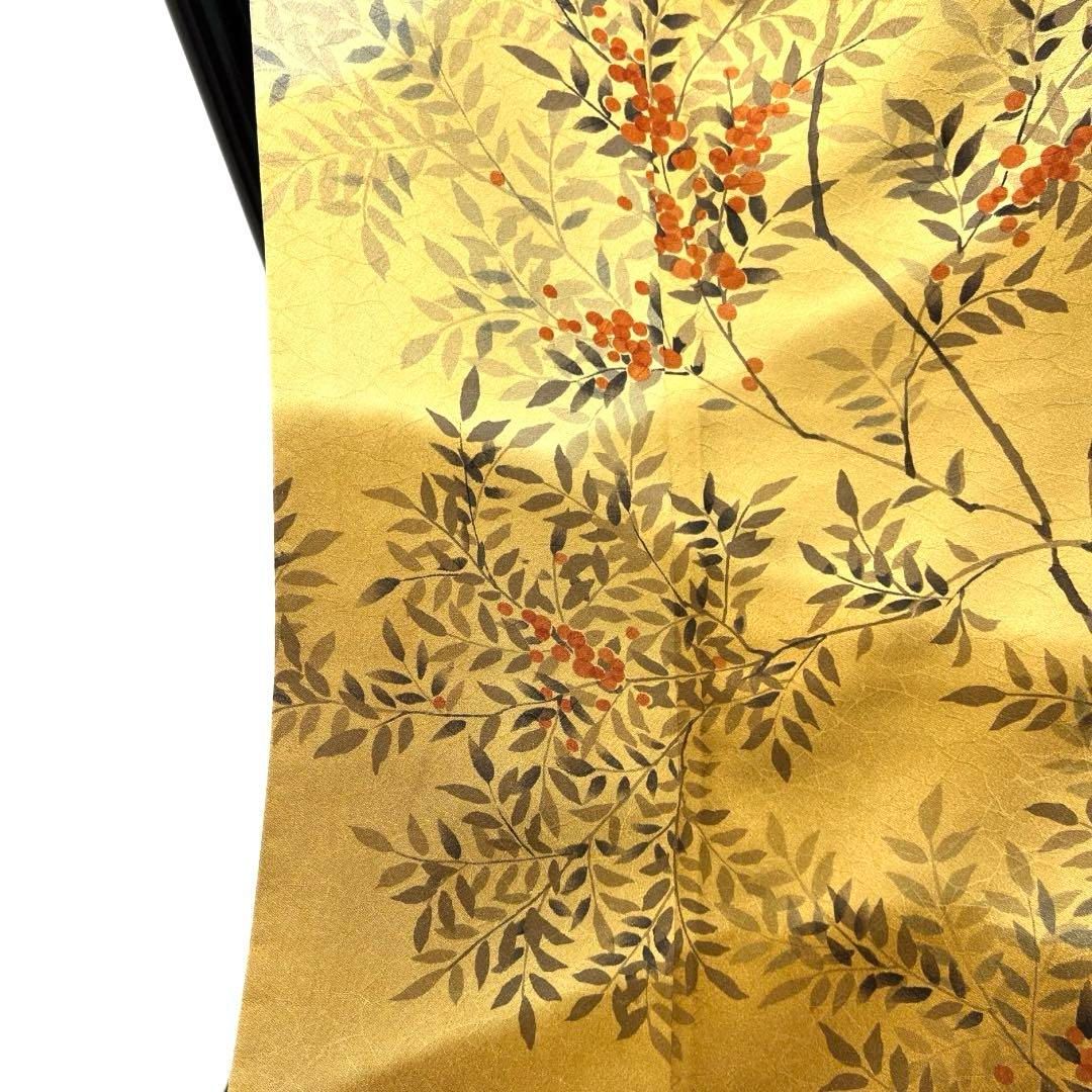 訪問着 南天 遠山 リーフ くすみカラー 氷割れ地紋 着物 103b d - メルカリ