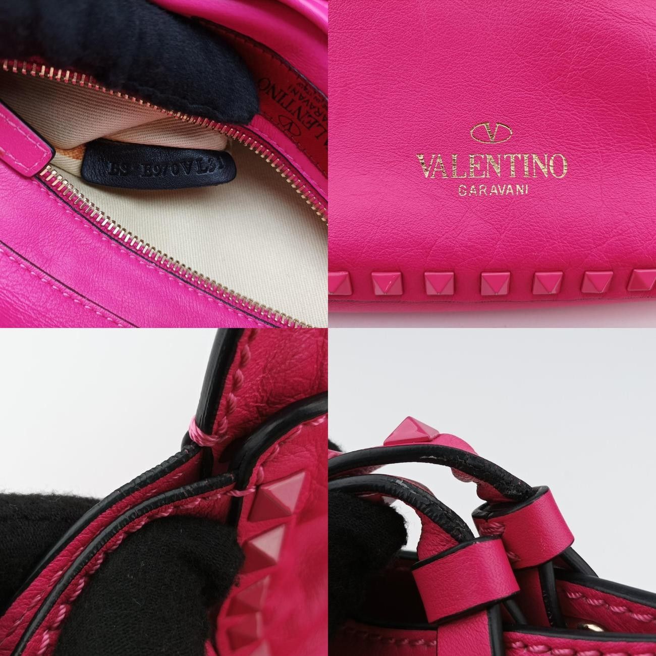 ヴァレンティノValentinoロックスタッズピンクレザーBS-E970VL31