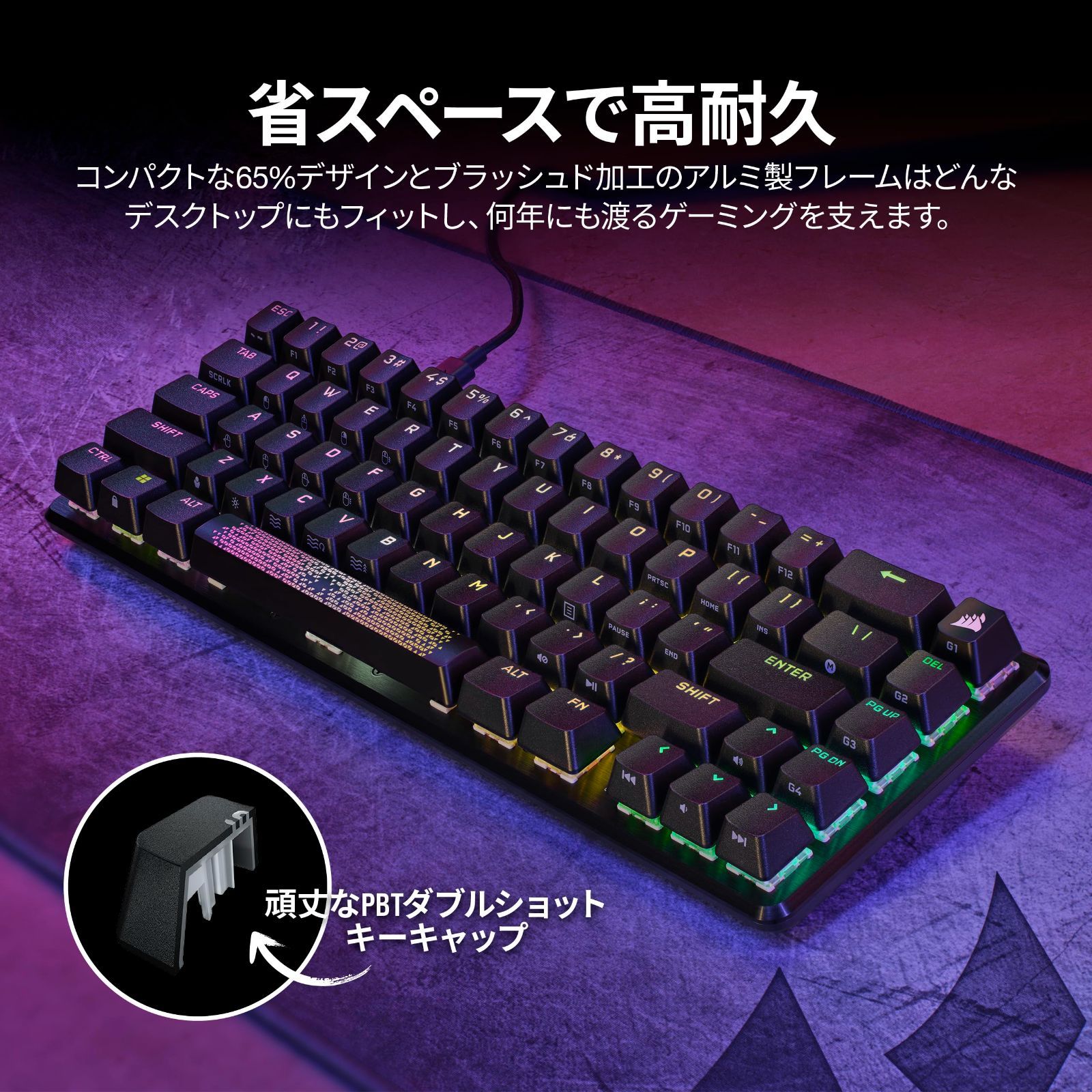 CORSAIR K65 PRO MINI RGB 65％サイズ テンキーレス 光