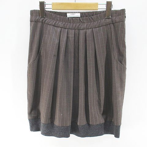 ブルネロクチネリ BRUNELLO CUCINELLI グネックスフォー GUNEX FOR ストライプ柄 膝丈 フ スカート スカート 38 茶系 ブラウン イタリア製 ポケット 毛 ウール