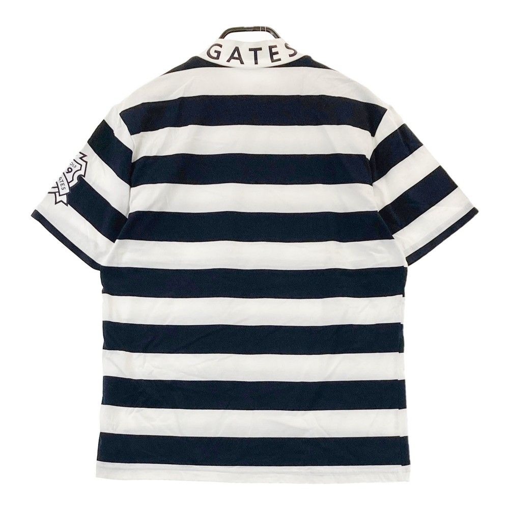 サイズ：6 PEARLY GATES パーリーゲイツ  半袖ハイネックTシャツ ボーダー ネイビー系 [240101450977] ゴルフウェア メンズ ストスト PEARLY GATES パーリーゲイツ 2022年モデル ハイネック 半袖T