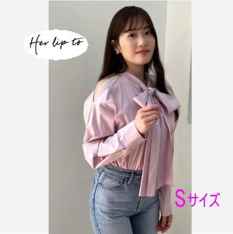 タグ付き】Cotton-Blend Big Ribbon Blouse ブラウス mauve pink 