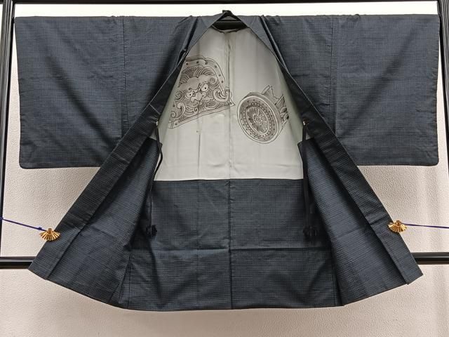 平和屋着物○男性 紬 アンサンブル 色無地 檳榔子染色 正絹 逸品 未  