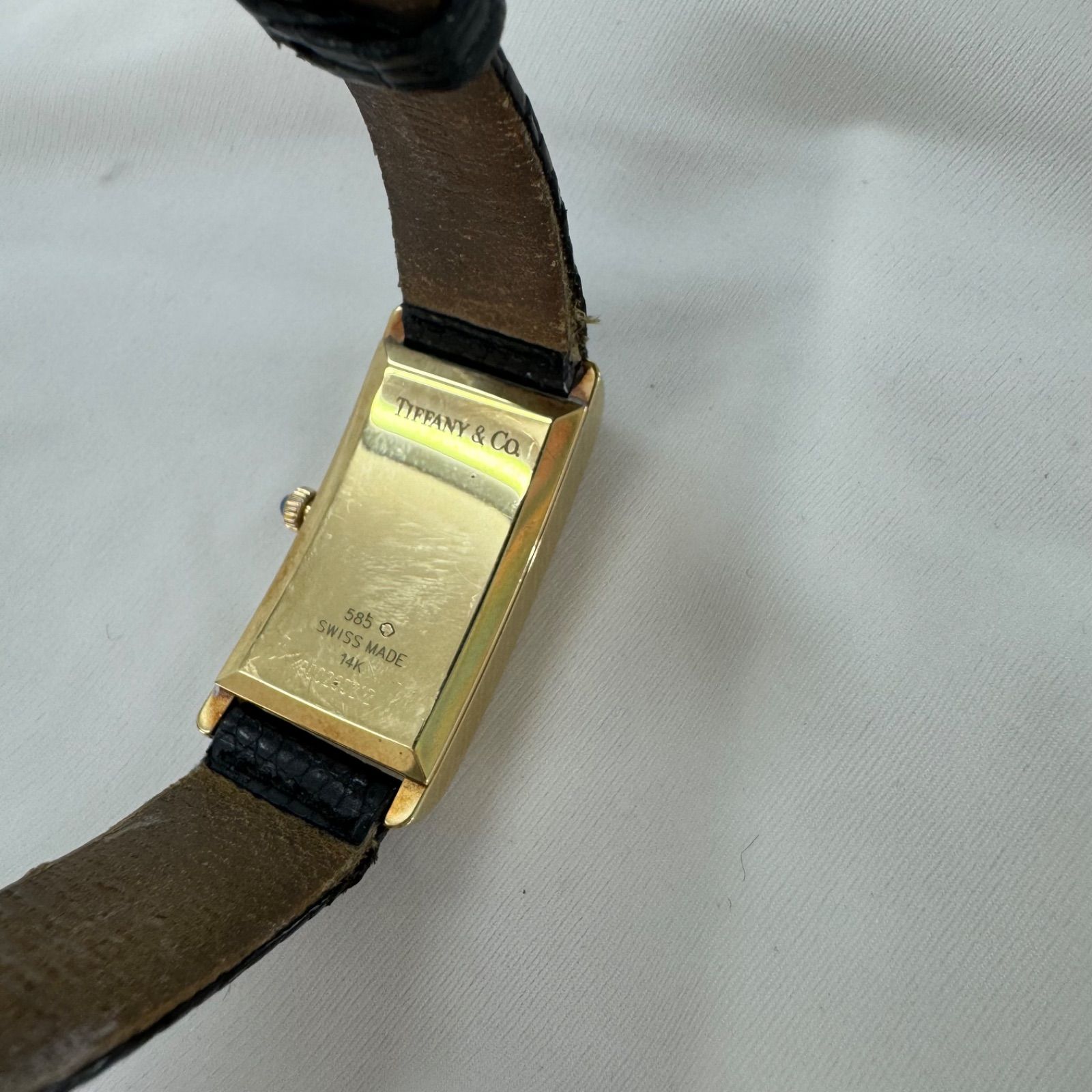 クォーツティファニー　腕時計　k14  レクタンギュラー　ベルト、バックル純正品✨