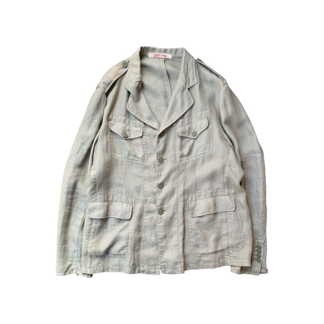 120% lino Linen military jacket made in Itary