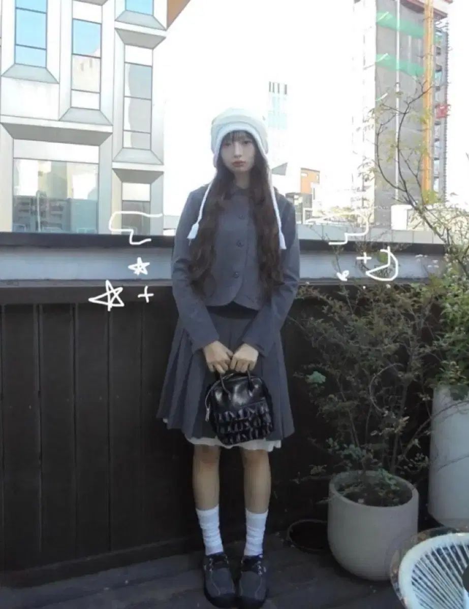 こいせいお レイ リボン ジャケット グレー セットアップ 2 サイズ