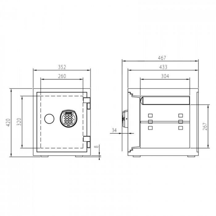 2025年新色！ 耐火 耐水デザイン金庫 R3デジタルテンキー式ロック 容量25L ブラック A125R3WRBLACK