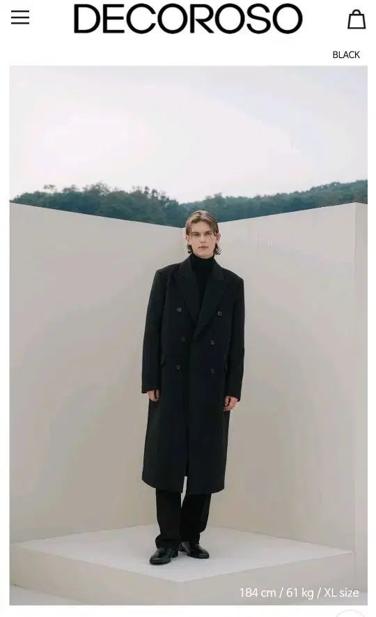 XL デッコロソ テーラード ロングコート ブラック