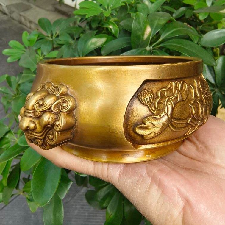 銅器 獅子頭蓮華炉 仏具 焼香炉 奉納香炉 線香炉 工芸品 置物 銅器 獅子頭蓮華炉 仏具 焼香炉 奉納香炉 線香炉 工芸品 置物