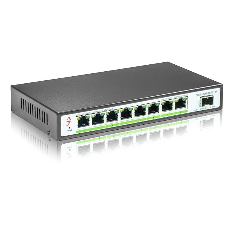 XikeStor 2.5gbps スイッチングハブ 8 ポート 2.5G イーサネットスイッチ、10G SFP+ 搭載、WEB管理コンソール付き 2.5 ギガビット ネットワークスイッチ、高速イーサネットスプリッター、イーサネッ