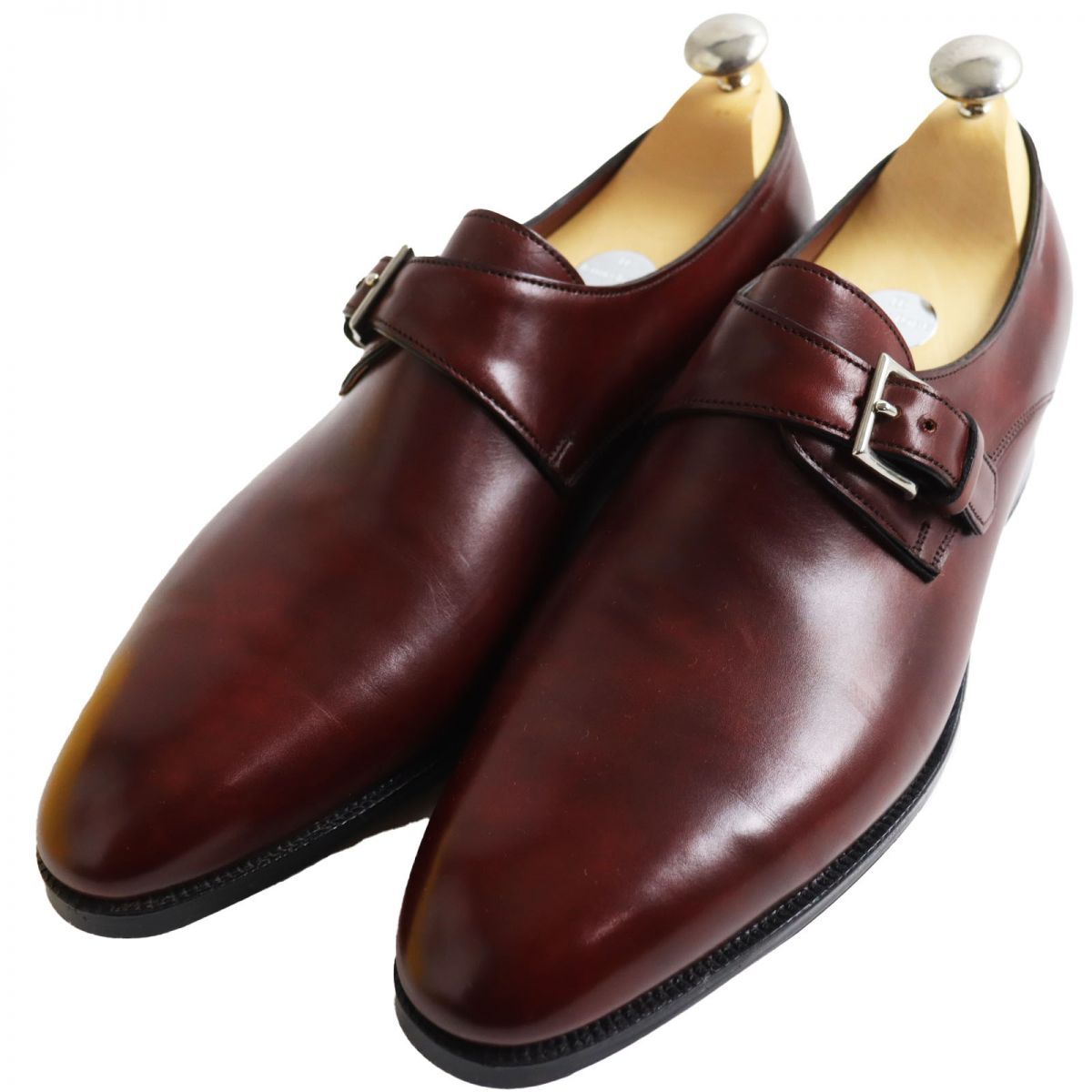 極美品●JOHN LOBB ジョンロブ REDMIRE/レドマイヤー プレステージライン 7000ラスト モンクストラップ レザーシューズ ボルドー  8E 英国製