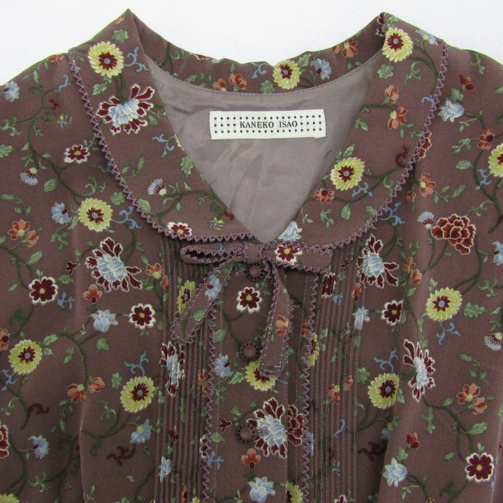 カネコイサオ ロングワンピース トップス 半袖 花柄 ベルト付き