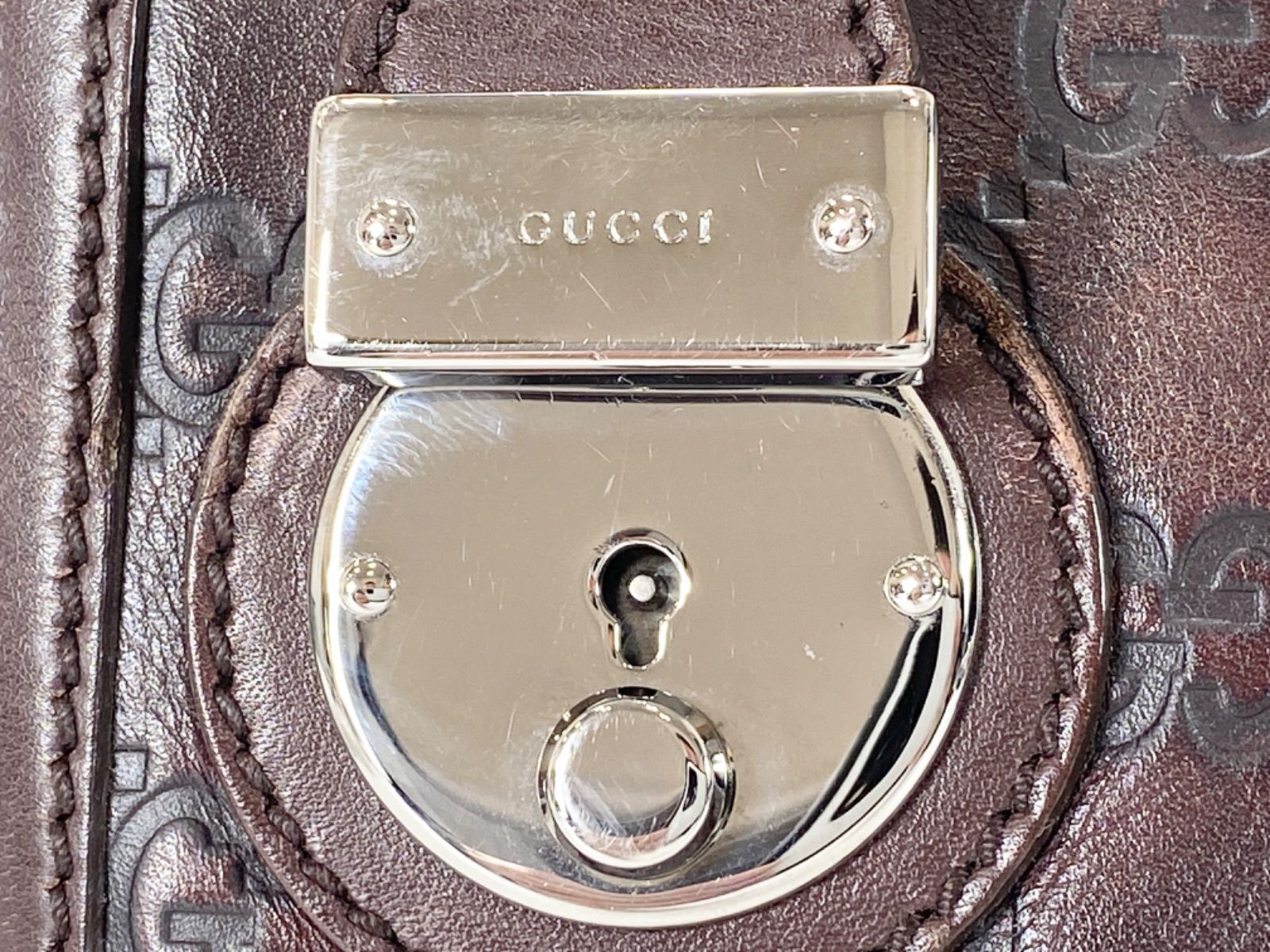 美品 GUCCI グッチ クラッチバッグ セカンドバッグ GG柄 シマ ブラウン 