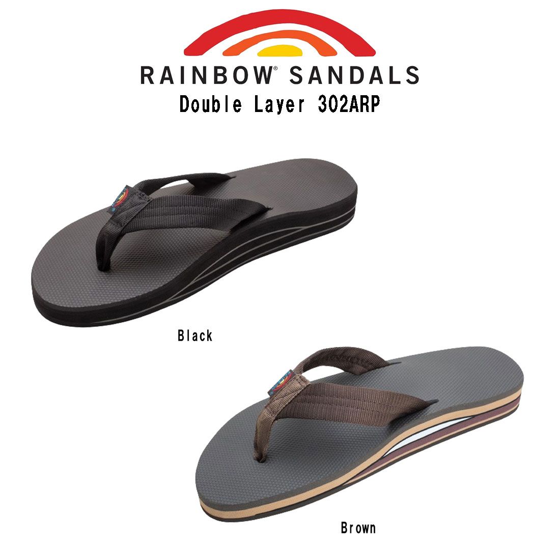 (SALE)RAINBOW SANDALS(レインボーサンダル)ビーチサンダル スリッパ サーファー クラシック ラバー ナイロン ダブルレイヤー(厚底) メンズ Double Layer 302ARP