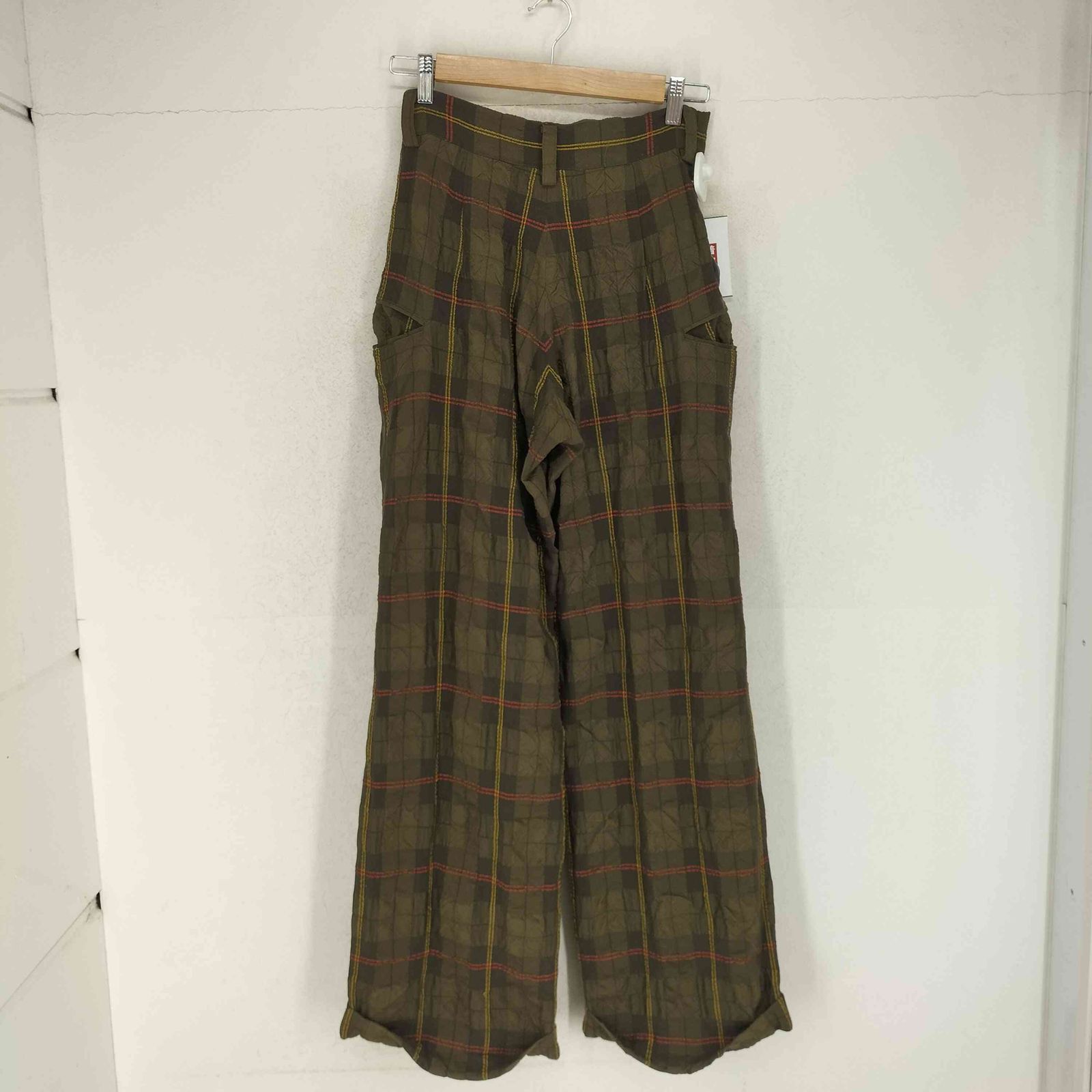 ワイズ Ys アクリルコットン シアサッカー チェック柄カーゴパンツ レディース 3