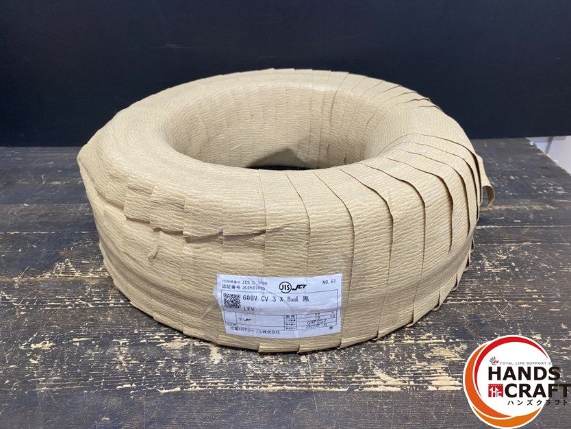 ● 住電 3×8mm2 CV線 CVケーブル 600V 黒 条長 50m 正味質量 19kg 7月製造