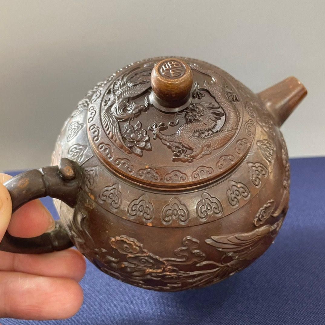 竜鳳宝盆 銅器 稀少品 茶道具 重厚 極細工 工芸品 美術品 置物 仏事 銅器 龍鳳茶壺 福字徳利 茶台 置物 装飾品 工芸品 - メルカリ