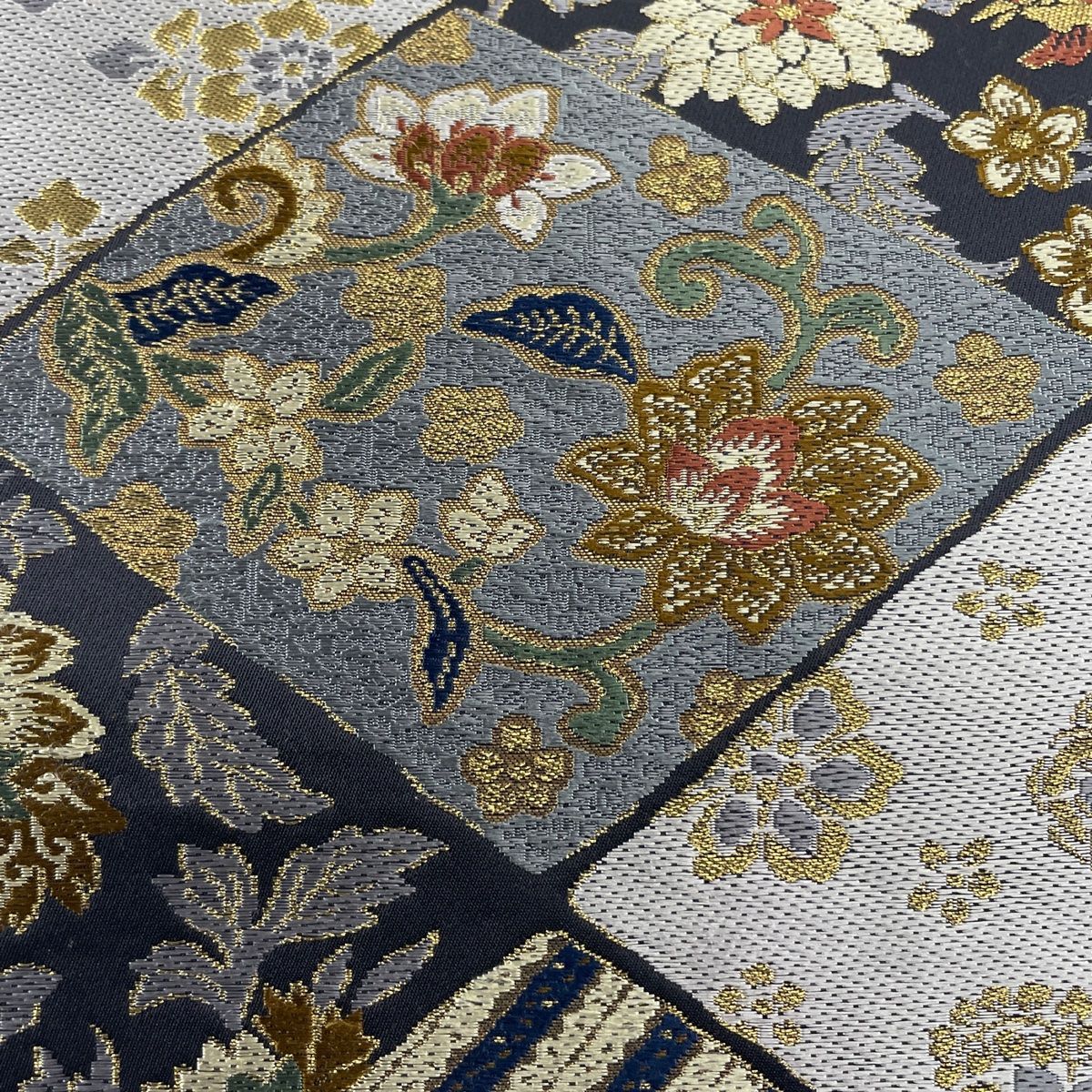 袋帯 美品 秀品 鳳凰 花唐草 金糸 刺繍 青紫 六通 正絹 【中古