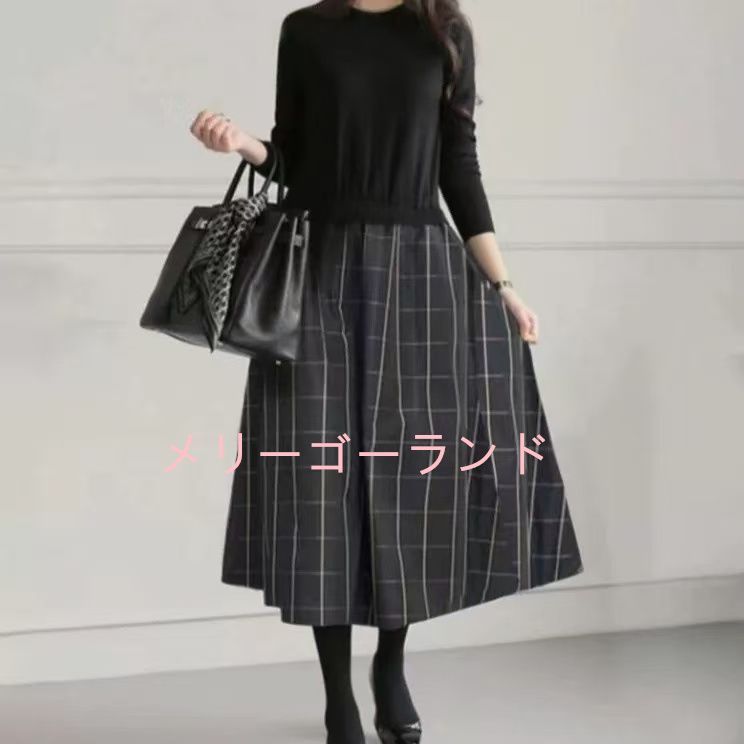 新品 秋冬新作 ワンピース レディース ロングワンピース プリーツワンピース ニットワンピース 体型カバー 大人 可愛い カジュアル 着痩せ