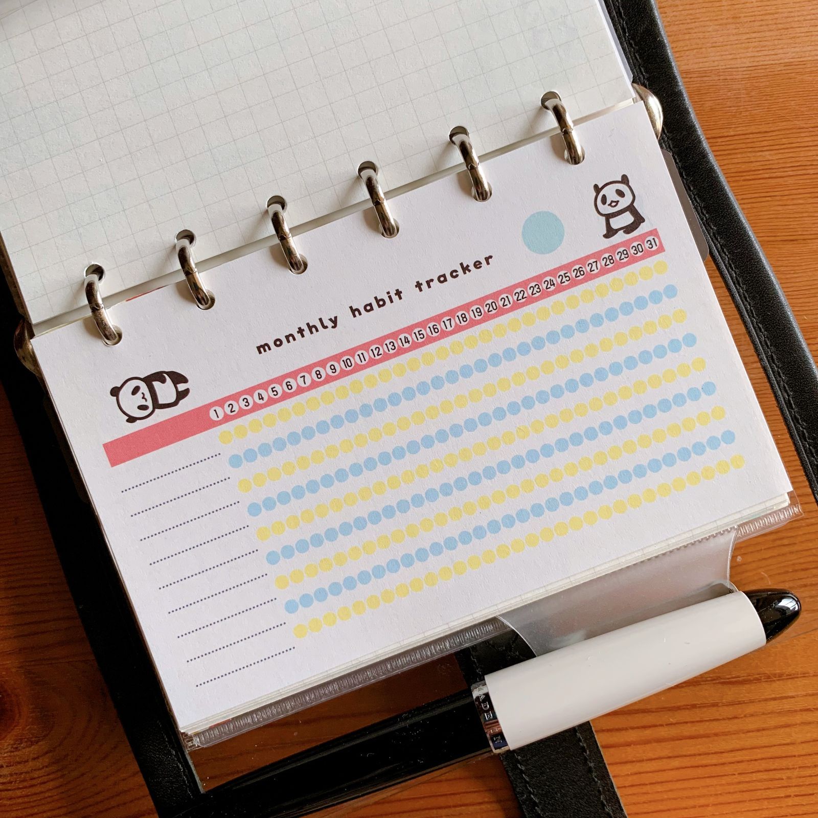 ミニ6】パンダのハビットトラッカー・システム手帳リフィル - メルカリ