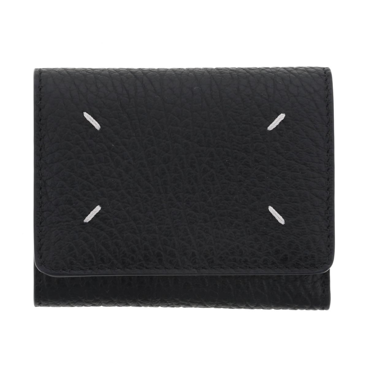 上品 Maison Margiela メゾンマルジェラ レザーエンベロープウォレット 財布 三つ折り財布 小銭入有 Black SA3UI0010 unused S