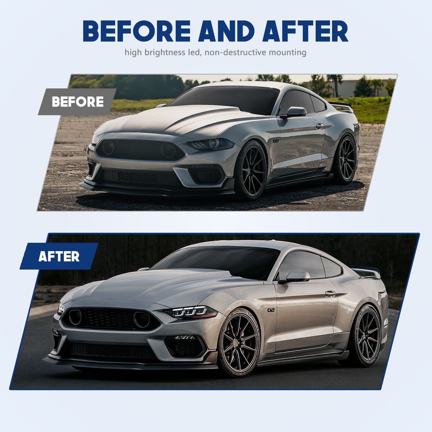 適用フォード マスタング Mustang 18-23年モデル LED流光転向ヘッドライトアセンブリ 10.02