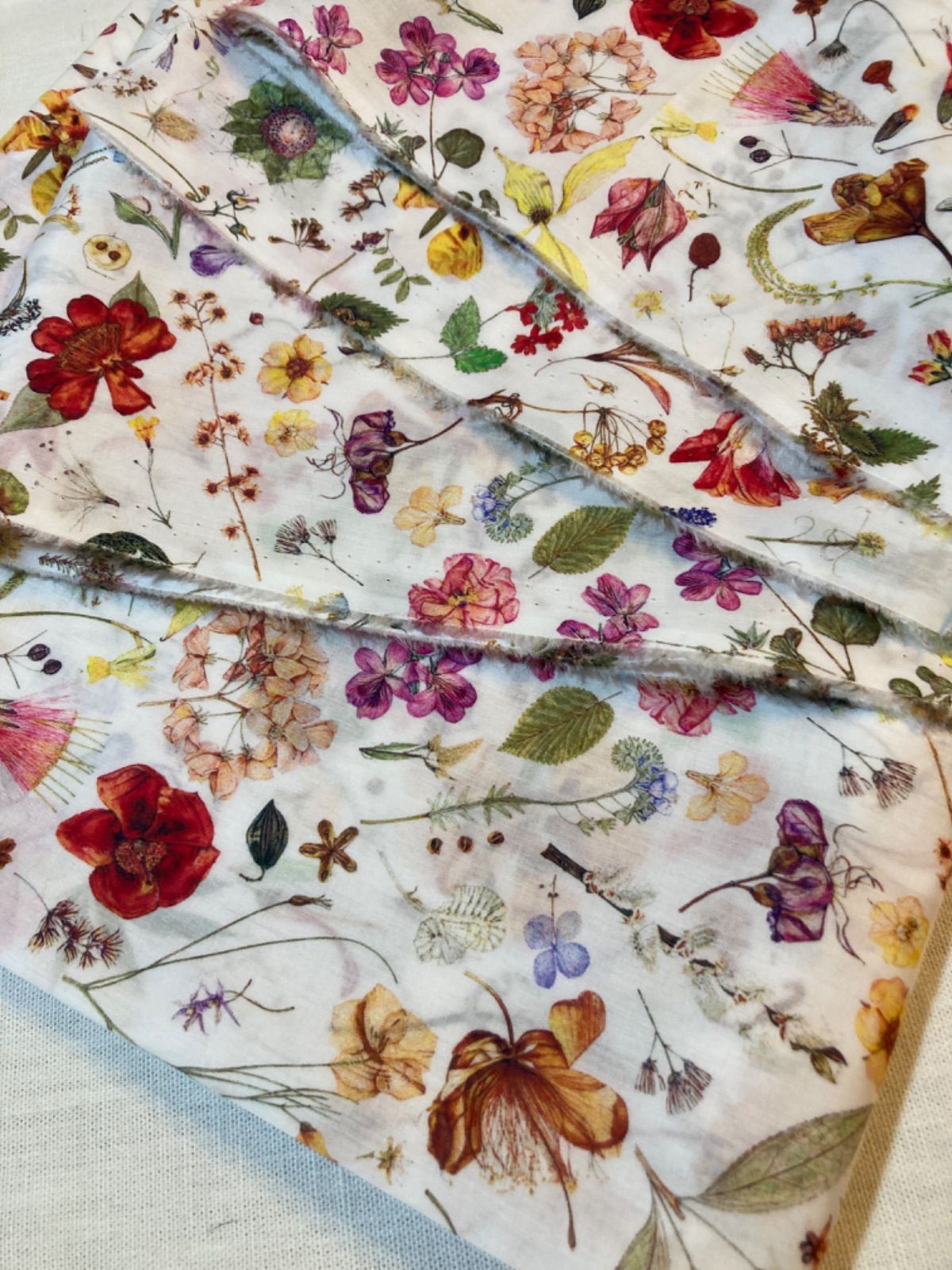 LIBERTYリバティプリント 国産タナローン生地　Floral Eve フローラルイブ　ホワイト地
