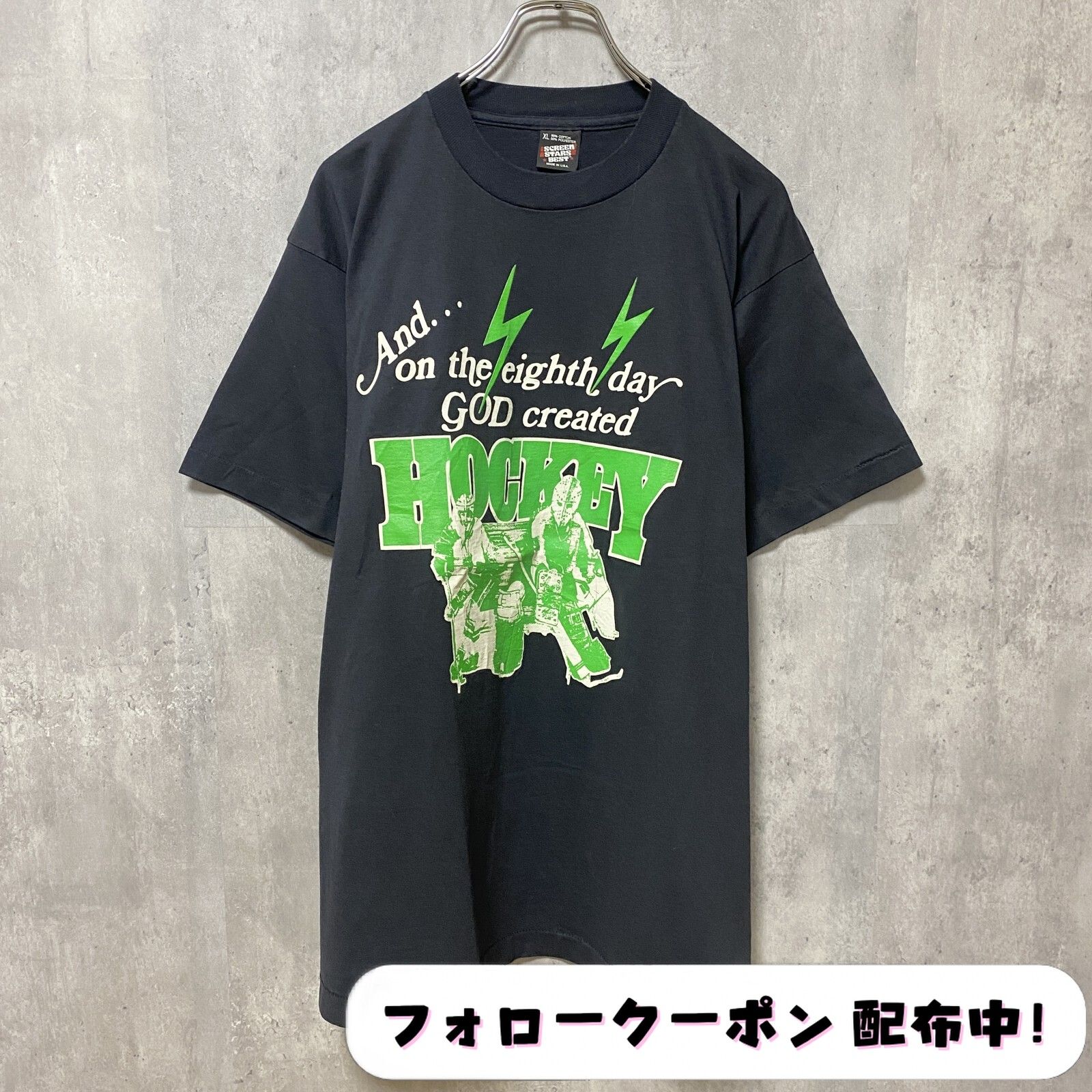 古着 used 90s Vintage ヴィンテージ 半袖プリントTシャツ シングルステッチ ホッケー 黒 ブラック ビッグシルエット オーバーサイズ  - メルカリ