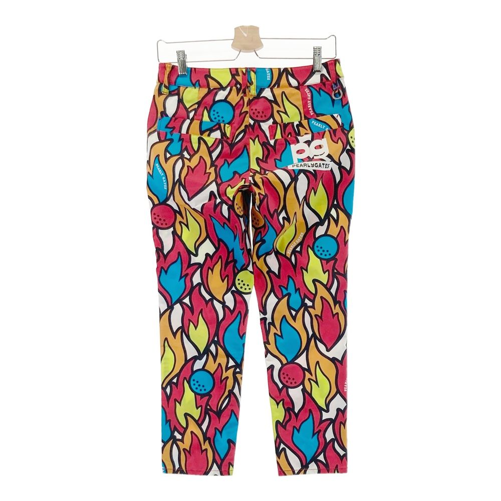 サイズ 1 PEARLY GATES パーリーゲイツ 30周年モデル ストレッチ クロップドパンツ ロゴ総柄 レッド系 240101536349 ゴルフウェア レディース ストスト