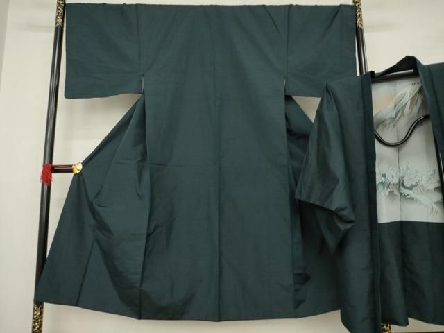 平和屋着物●男性 紬 アンサンブル 色無地 褐返色 正絹 AABA9779ck
