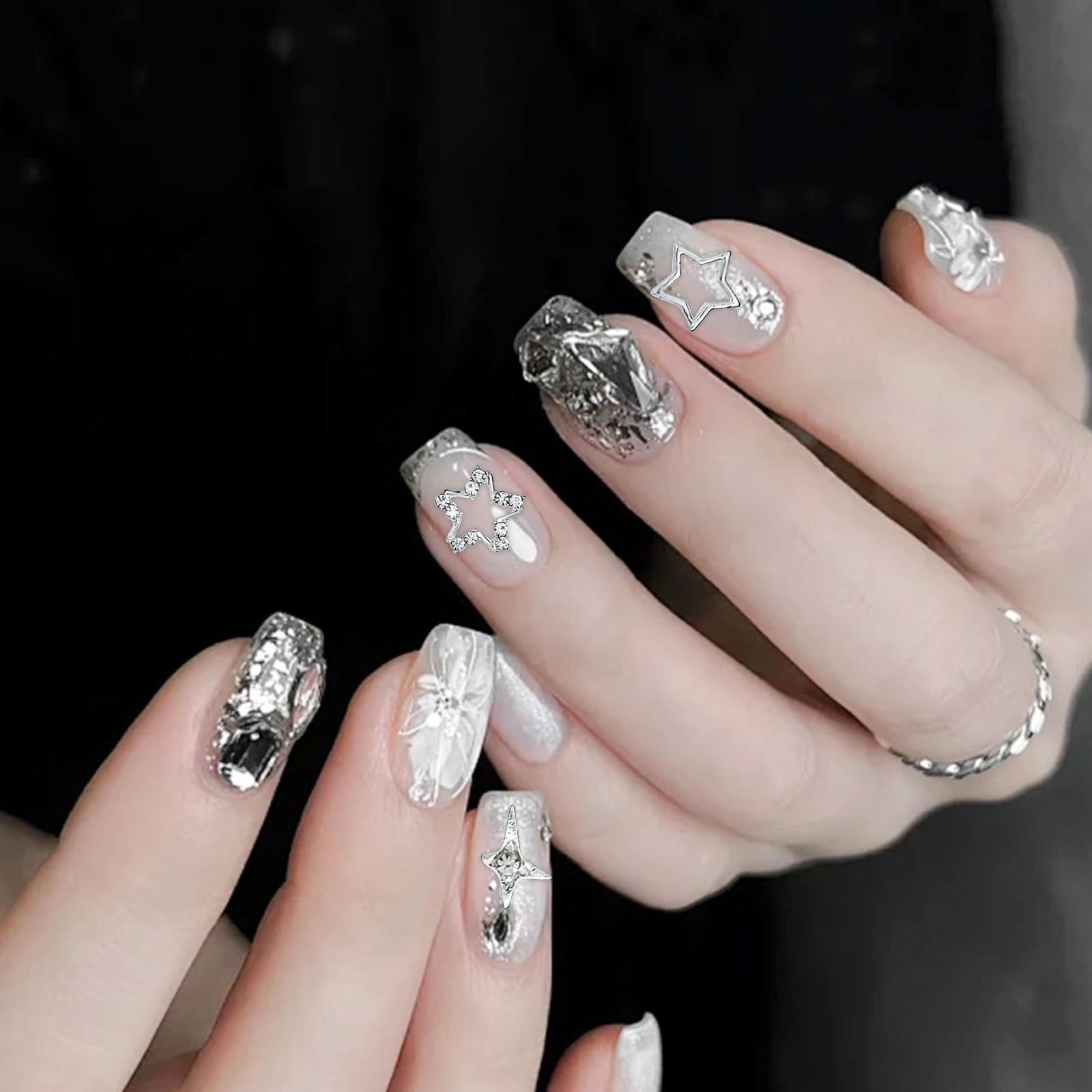 シルバー デコパーツ メタルパーツ ネイルアート 五芒星 Y2K