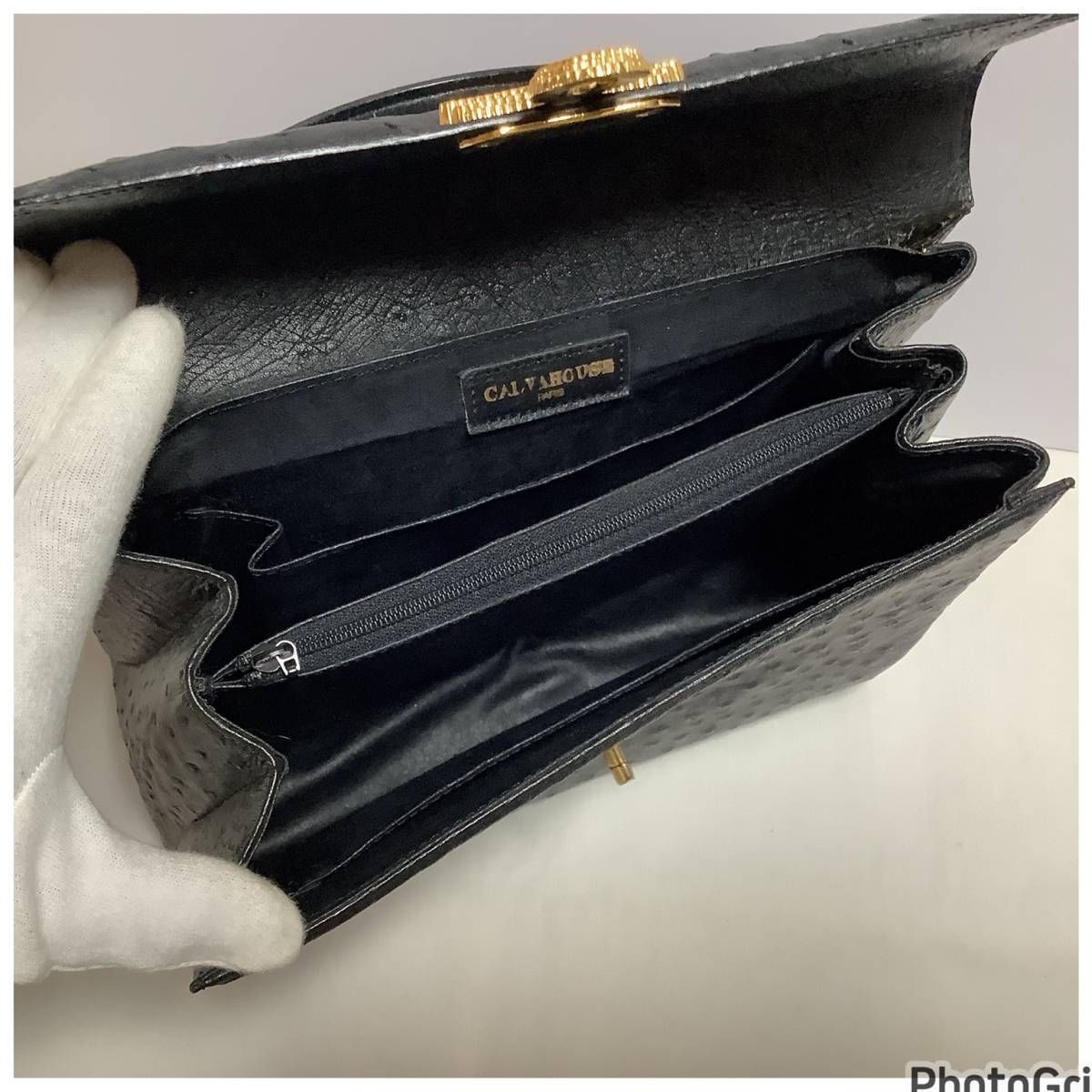 CALVAHOUSE　真正　オーストリッチ　ハンドバック