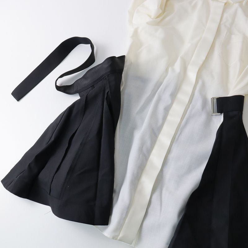 2022 サカイ sacai 22-06036 シャツxプリーツスカートドッキングベル  