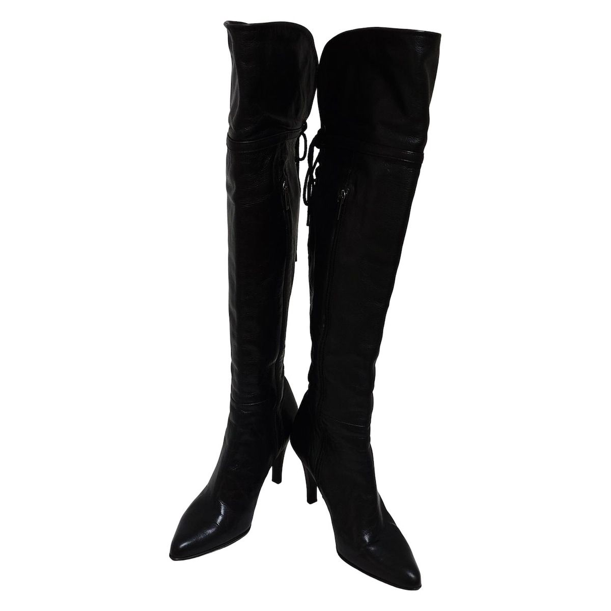 Pinky-Dianne ピンキー-ダイアン ロングブーツ 36 1|2 レディース - 黒 ニーハイ|リベット レザー