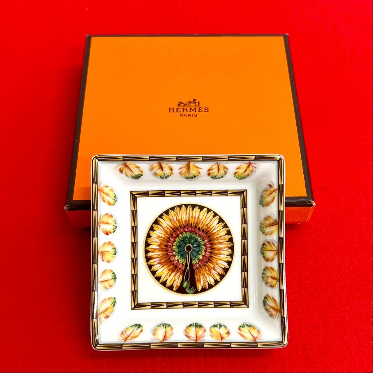 極美品☆HERMÈS　エルメス　スクエア灰皿　アッシュトレイ 極 美品 希少品 箱付き HERMES エルメス アッシュトレイ