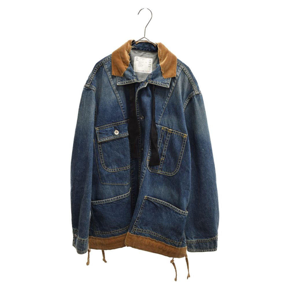 Sacai サカイ 20SS VELOUR DENIM SHIRTS 20-02264M ベロア切替 デニム